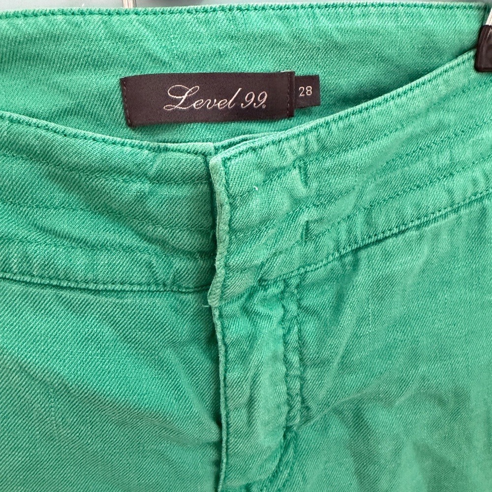 Anthropologie Level 99 Linen Trouser Pants Kelly Green Wide leg‎ Women 28 - Picture 10 of 14
